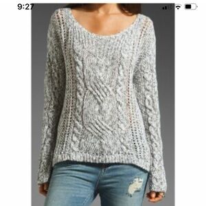 Free People Pegasus west end marled grey cable knit sweater Large